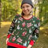 French Terry Sommersweat Weihnachtsmann und Lama | Glitzerpüppi – tannengrün/chili,  thumbnail number 5