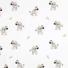 GOTS Baumwolljersey Zebras in der Steppe Digitaldruck | Poppy Fabrics – weiss/schwarz, 