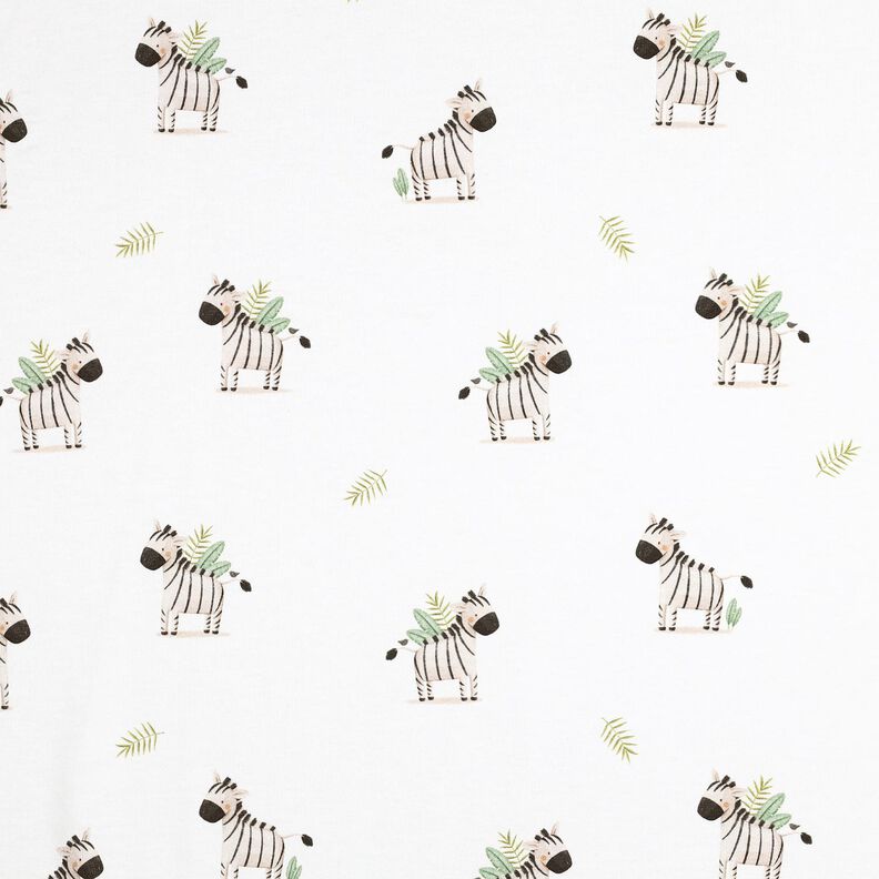 GOTS Baumwolljersey Zebras in der Steppe Digitaldruck | Poppy Fabrics – weiss/schwarz, image number 1