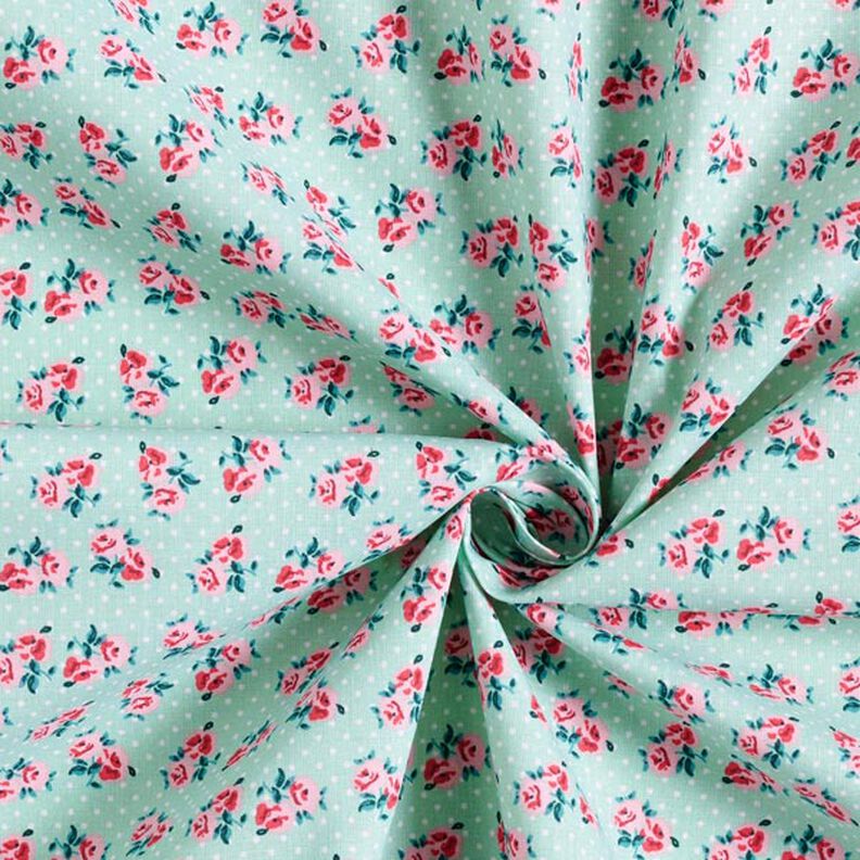Baumwollstoff Cretonne kleine Rosen – mintgrün,  image number 4
