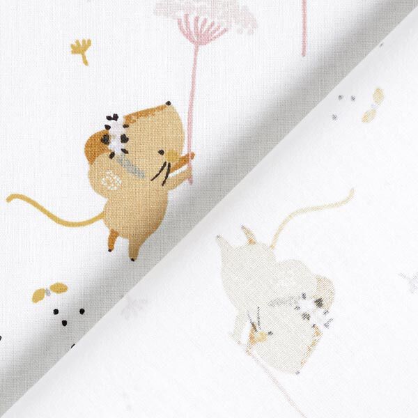 Baumwollpopeline Maus und Pusteblume – weiss, image number 5