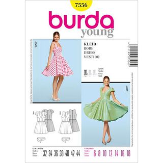 Kleid-50er-Jahre | Tellerrock | Burda 7556 | 32-44, 