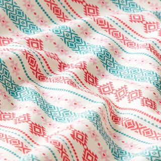Baumwollstoff Cretonne Ethno – mintgrün/rosa, 