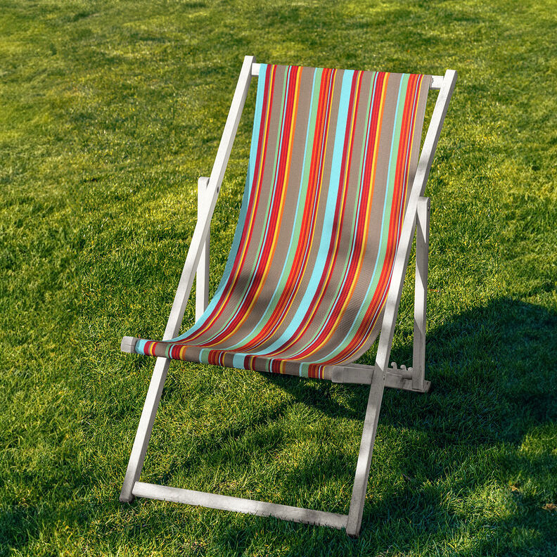 Outdoor Liegestuhlstoff Längsstreifen 44 cm – taupe/helltürkis,  image number 5