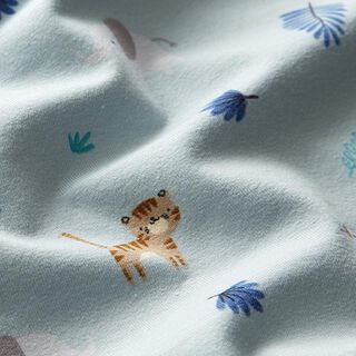 Baumwolljersey süße Jungeltiere  – babyblau, 