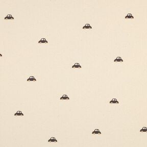 GOTS Rippenjersey kleine Autos | Poppy Fabrics – creme/schwarzbraun, 