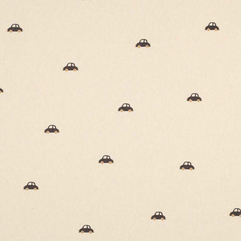 GOTS Rippenjersey kleine Autos | Poppy Fabrics – creme/schwarzbraun,  image number 1