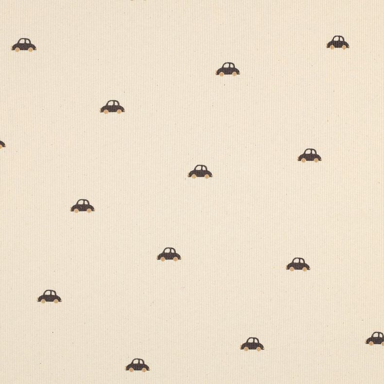 GOTS Rippenjersey kleine Autos | Poppy Fabrics – creme/schwarzbraun, image number 1