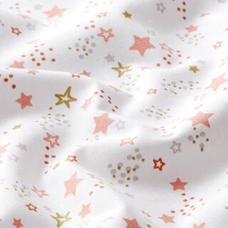 Baumwollpopeline Sternenhimmel – weiss/rosa, 