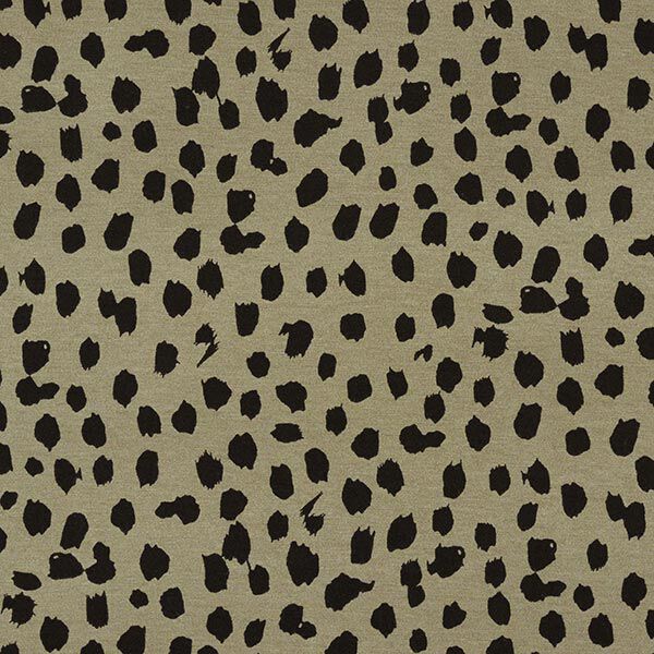 Viskosejersey Leopunkte – khaki/schwarz, image number 1