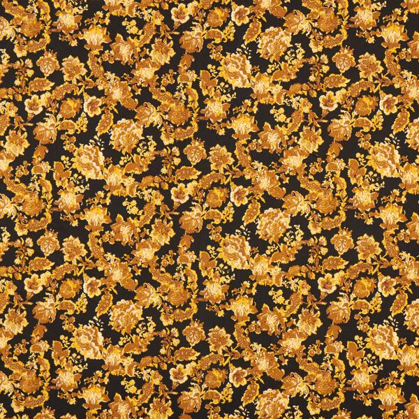 Interlockjersey Barockblumen – schwarz/gold, image number 1