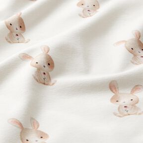 GOTS Baumwolljersey Hase mit Blume Digitaldruck – elfenbein, 
