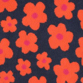 Teddyplüsch Blumen | Poppy Fabrics – marineblau/orange, 