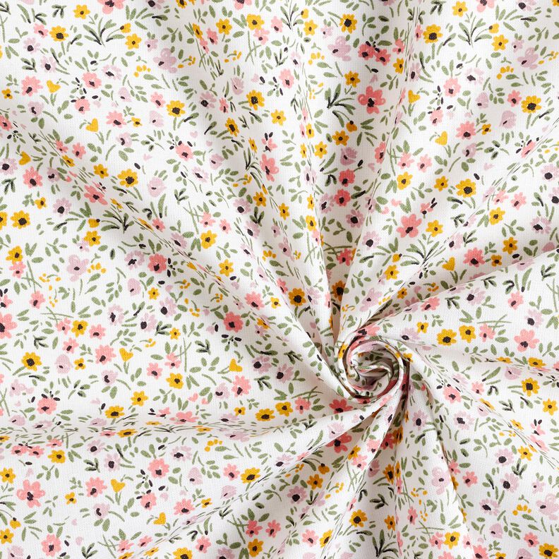 Baumwollstoff Cretonne filigrane Blümchen – weiss/altrosa,  image number 3