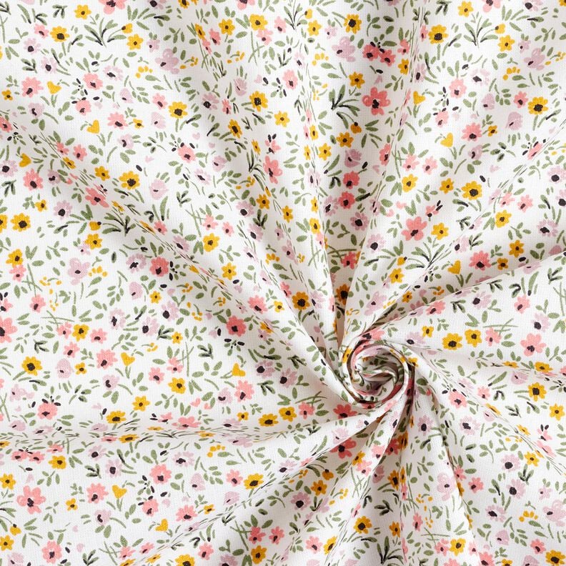 Baumwollstoff Cretonne filigrane Blümchen – weiss/altrosa, image number 3
