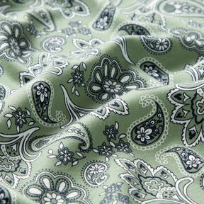 Baumwolljersey Paisley – schilf/weiss, 