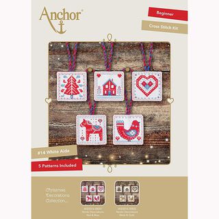 Stickset Nordische Christbaumanhänger – rot/blau, 