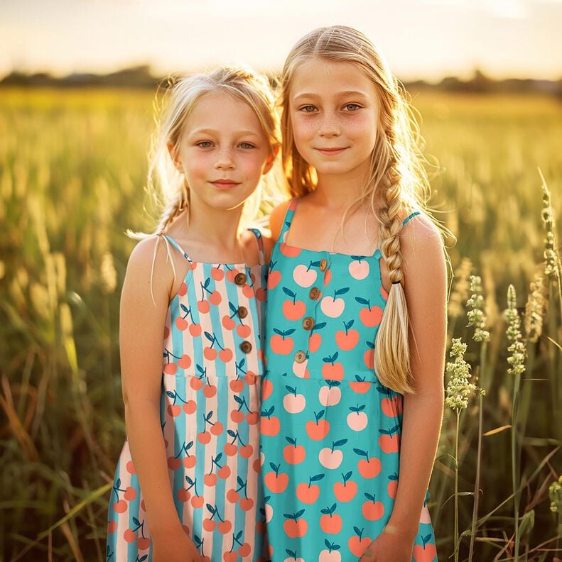 Baumwollpopeline große Äpfel | Poppy Fabrics – aquablau/lachs, image number 5
