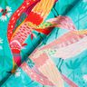 Beachwear Viskosestoff Pfauen und Blumen – aquablau/intensiv pink,  thumbnail number 4