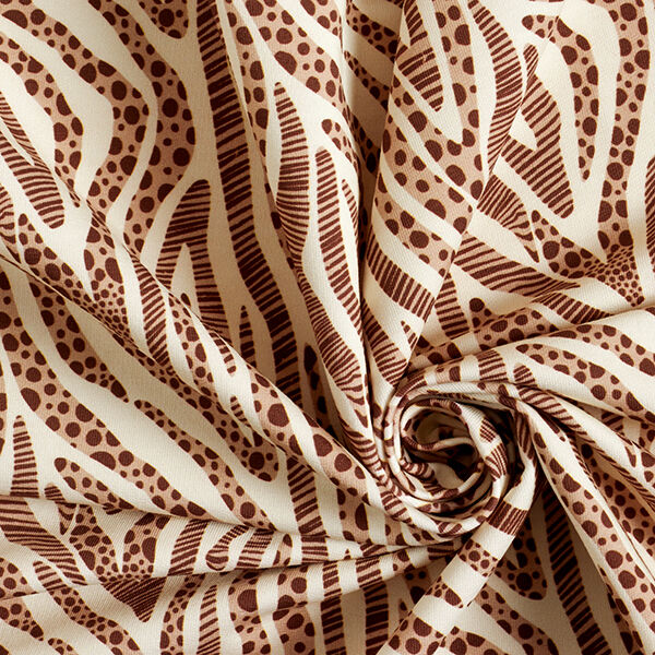 GOTS French Terry Sommersweat Zebra | Tula – hellbeige/dunkelbraun,  image number 3