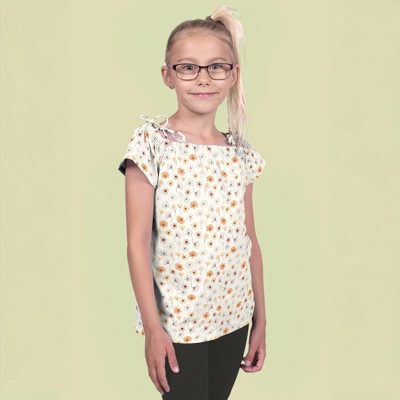 GOTS Baumwolljersey Blumenwiese Digitaldruck – beige, image number 7