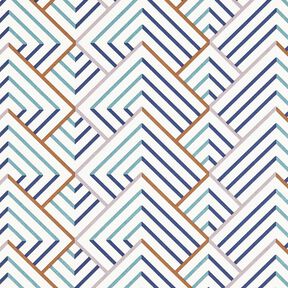 Dekostoff Halbpanama moderne Rauten – weiss/blau, 