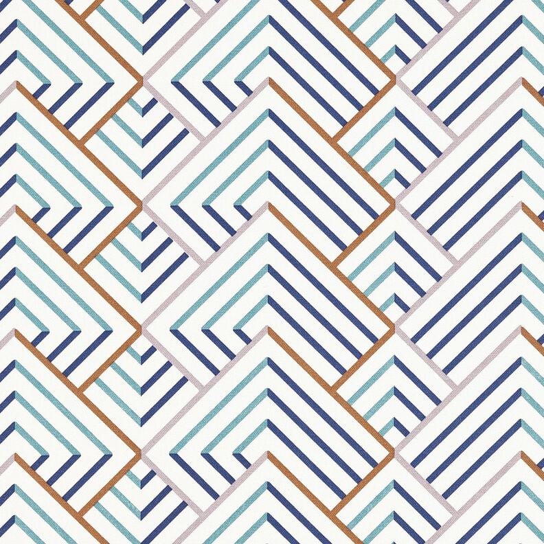 Dekostoff Halbpanama moderne Rauten – weiss/blau, image number 1