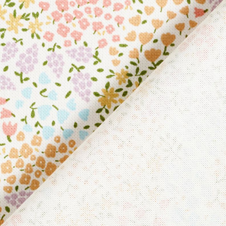 Dekostoff Halbpanama bunte Mini-Blüten – elfenbein/rosa,  image number 4