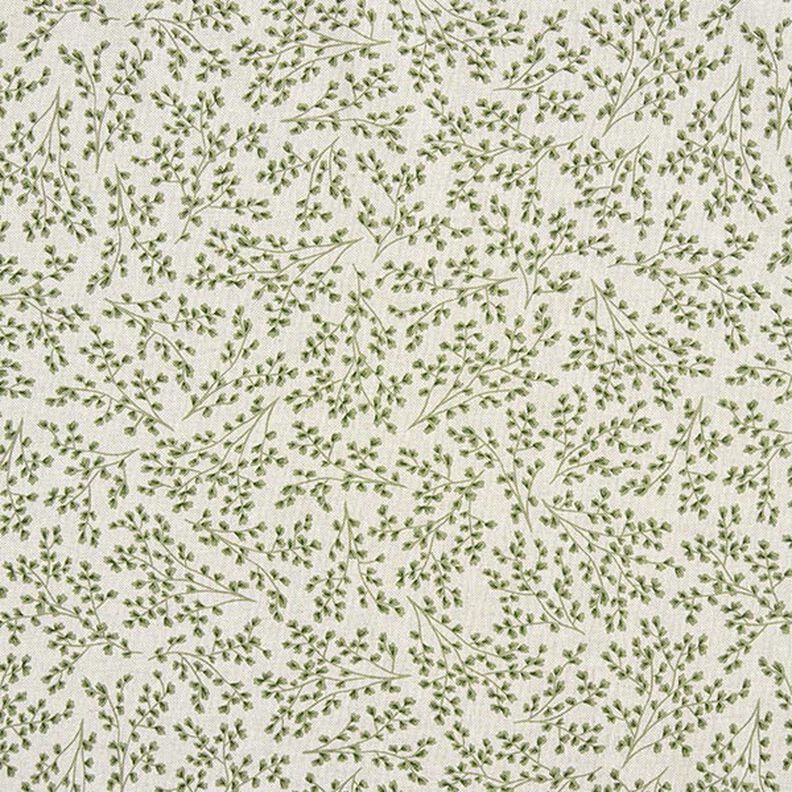 Dekostoff Halbpanama Feine Blätterranken – natur/lindgrün,  image number 1