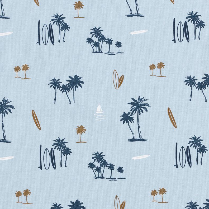 Baumwolljersey Hawaii Feeling – silberblau | Reststück 60cm,  image number 1
