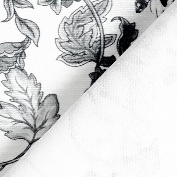 Dekostoff Canvas opulente Blumen 280 cm – schwarz/weiss | Reststück 50cm