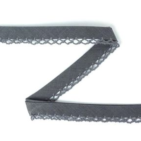 Schr&auml;gband mit H&auml;kelborte 19 &ndash; dunkelgrau, 