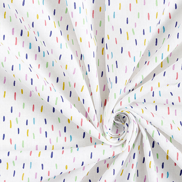 Baumwollpopeline bunte Striche – weiss