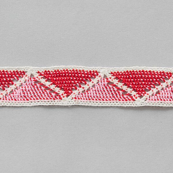 Baumwollband Ibiza [ 22 mm ] – wollweiss/rosa,  image number 1