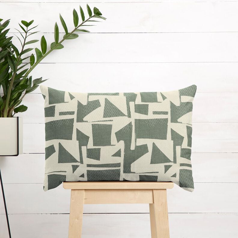 Dekostoff Jacquard abstrakte Struktur – schilf/wollweiss, image number 7
