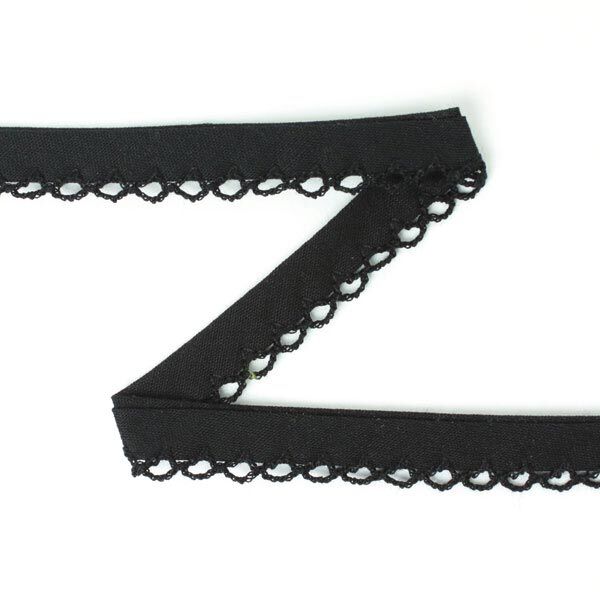 Schrägband mit Häkelborte 15 – schwarz,  image number 1