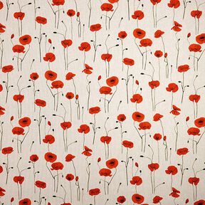 Dekostoff Halbpanama Mohn groß – karminrot/natur, 