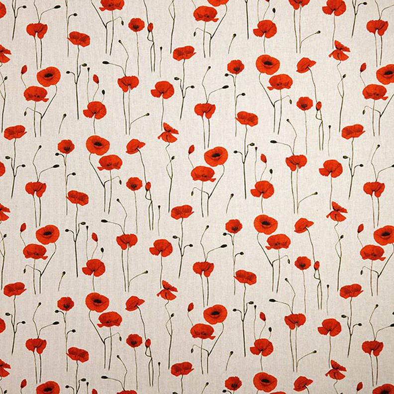 Dekostoff Halbpanama Mohn groß – karminrot/natur,  image number 1