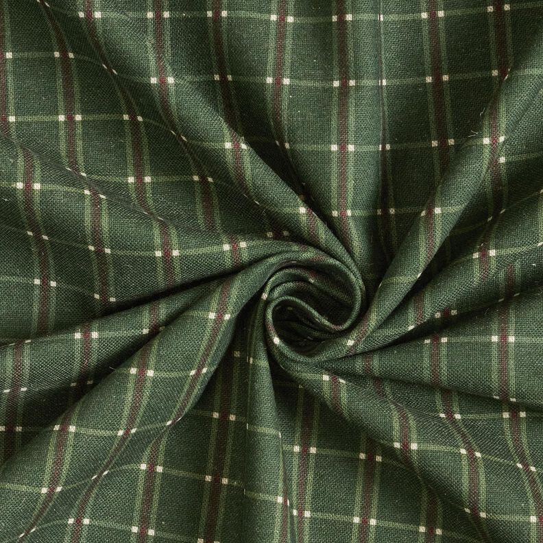Dekostoff Halbpanama elegantes Karo – tannengrün/karminrot,  image number 3