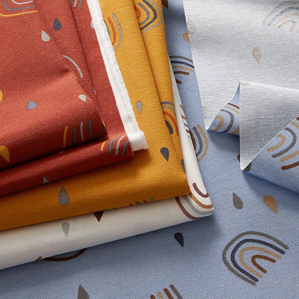 Dekostoff Canvas Regenbogen – jeansblau | Reststück 50cm