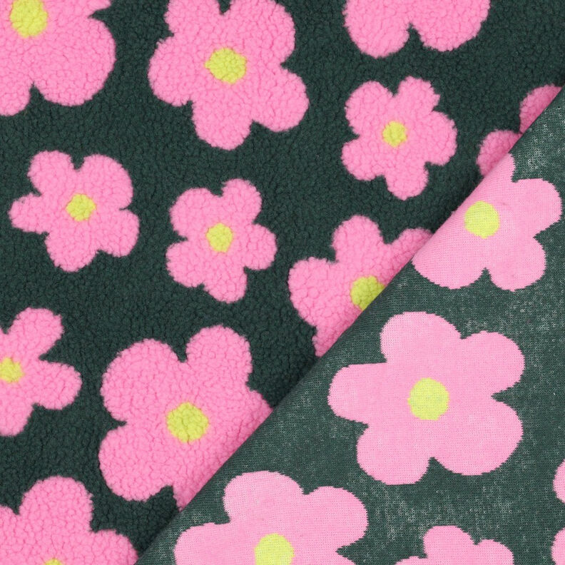 Teddyplüsch Blumen | Poppy Fabrics – dunkelgrün/pink, image number 5