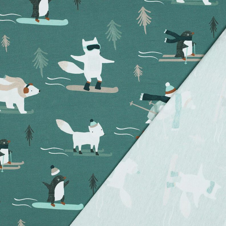 French Terry Sommersweat Wintersport-Tiere Digitaldruck | Poppy Fabrics – hellpetrol/eisblau, image number 4