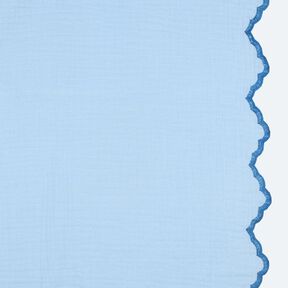Musselin/ Doppel-Krinkel Gewebe beidseitige Bogenkante  | Poppy Fabrics – hellblau/königsblau, 
