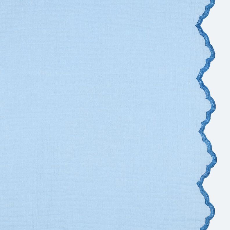 Musselin/ Doppel-Krinkel Gewebe beidseitige Bogenkante  | Poppy Fabrics – hellblau/königsblau,  image number 1