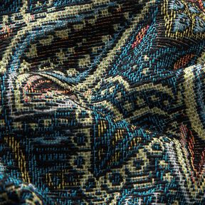 Dekostoff Gobelin Mandala Blumen – schwarz/blau, 