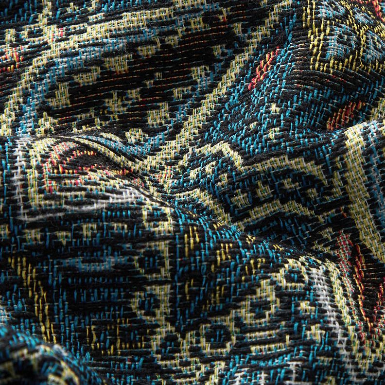 Dekostoff Gobelin Mandala Blumen – schwarz/blau,  image number 2
