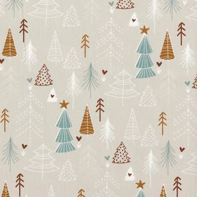 Baumwollstoff Popeline minimalistische Tannen – helltaupe, 