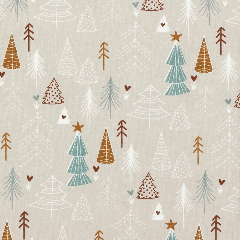 Baumwollstoff Popeline minimalistische Tannen – helltaupe,  image number 1