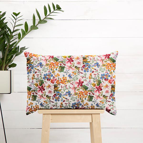 Dekostoff Canvas gemaltes Blumenmeer | Reststück 50cm