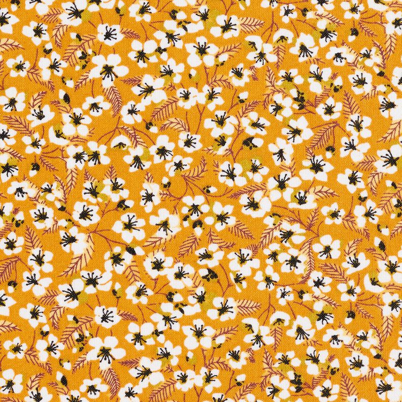 Beschichtete Baumwolle Blütenflor – currygelb/weiss,  image number 1